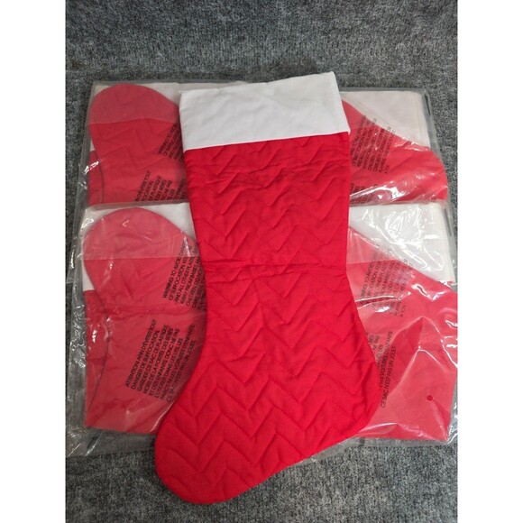 5 Vintage Avon Christmas Stockings Red White Made in Canada Cotton Polyester - Picture 1 of 6